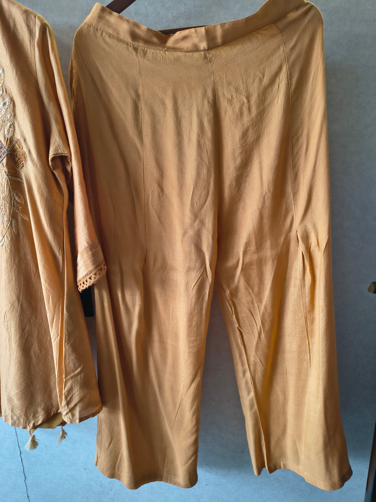 Mustard Embroidered Premium Silk Co-Ord Set