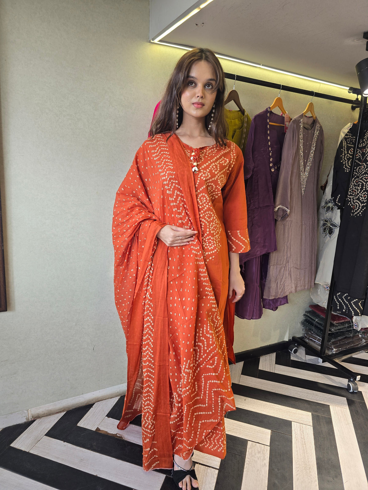Pure Mull Cotton Bandhani 3 Piece Set