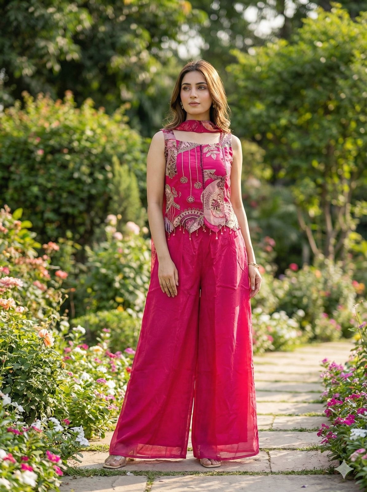 Pure Chinnon Crepe Indo Western Set