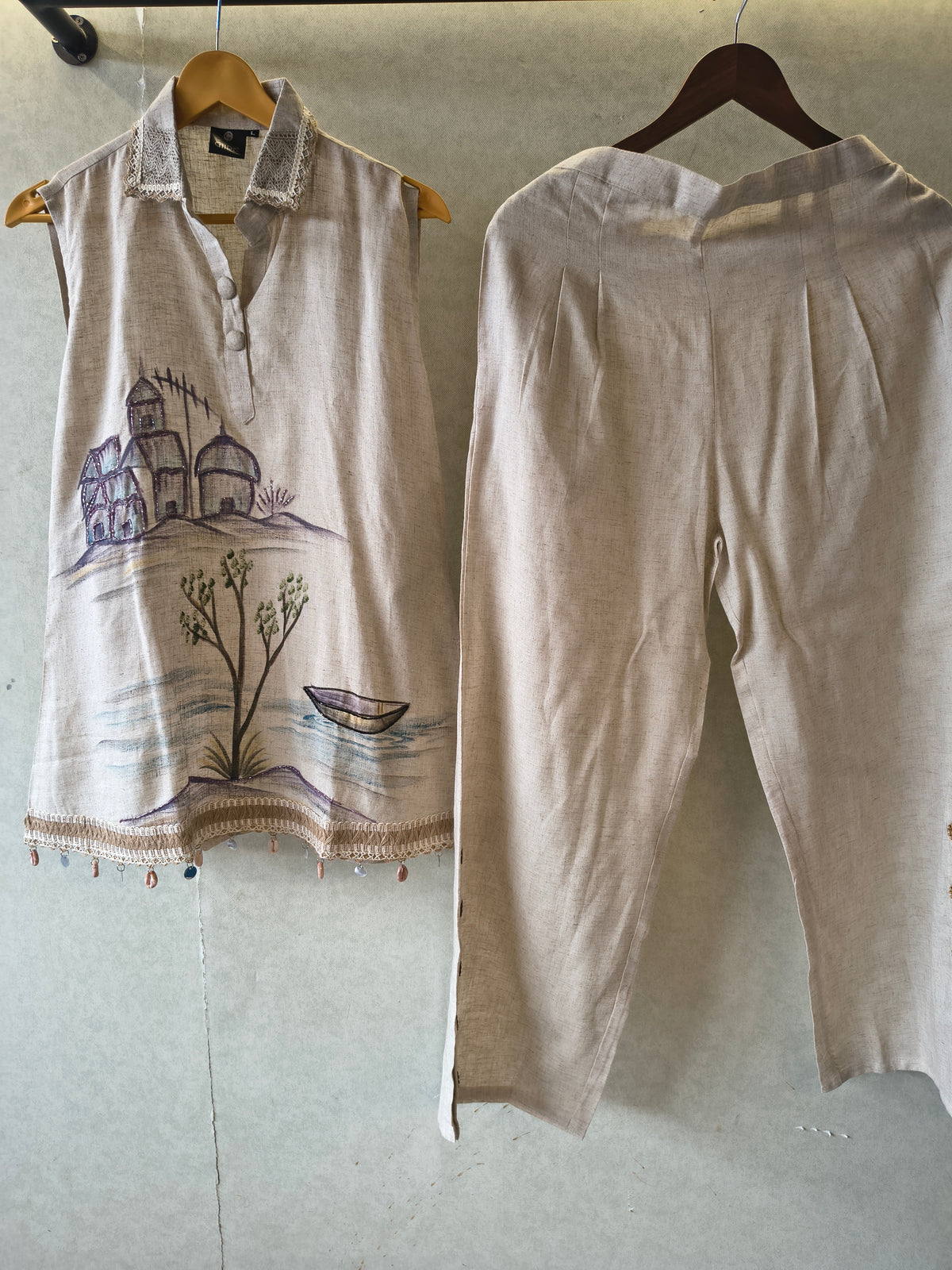Natural Linen Scenic Art Co-Ord Set
