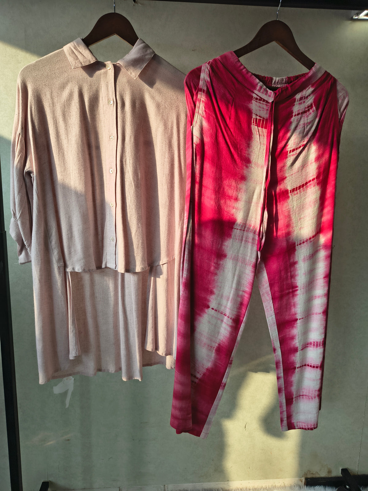 Premium Layered Shirt Style Tunic Co-Ord Set with Tie-Dye Straight Pants