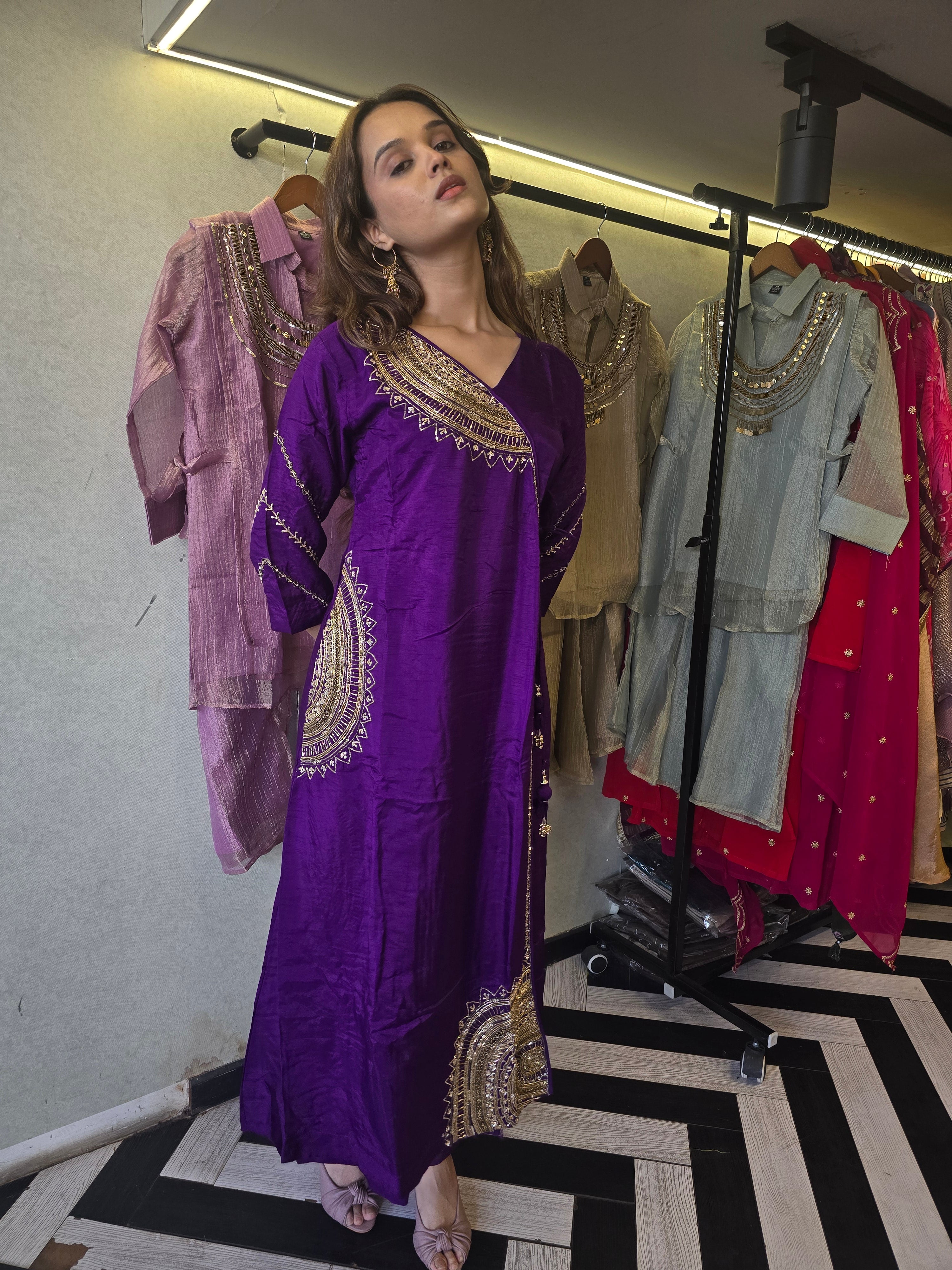 Image of Pure Russian Silk with Hand Work