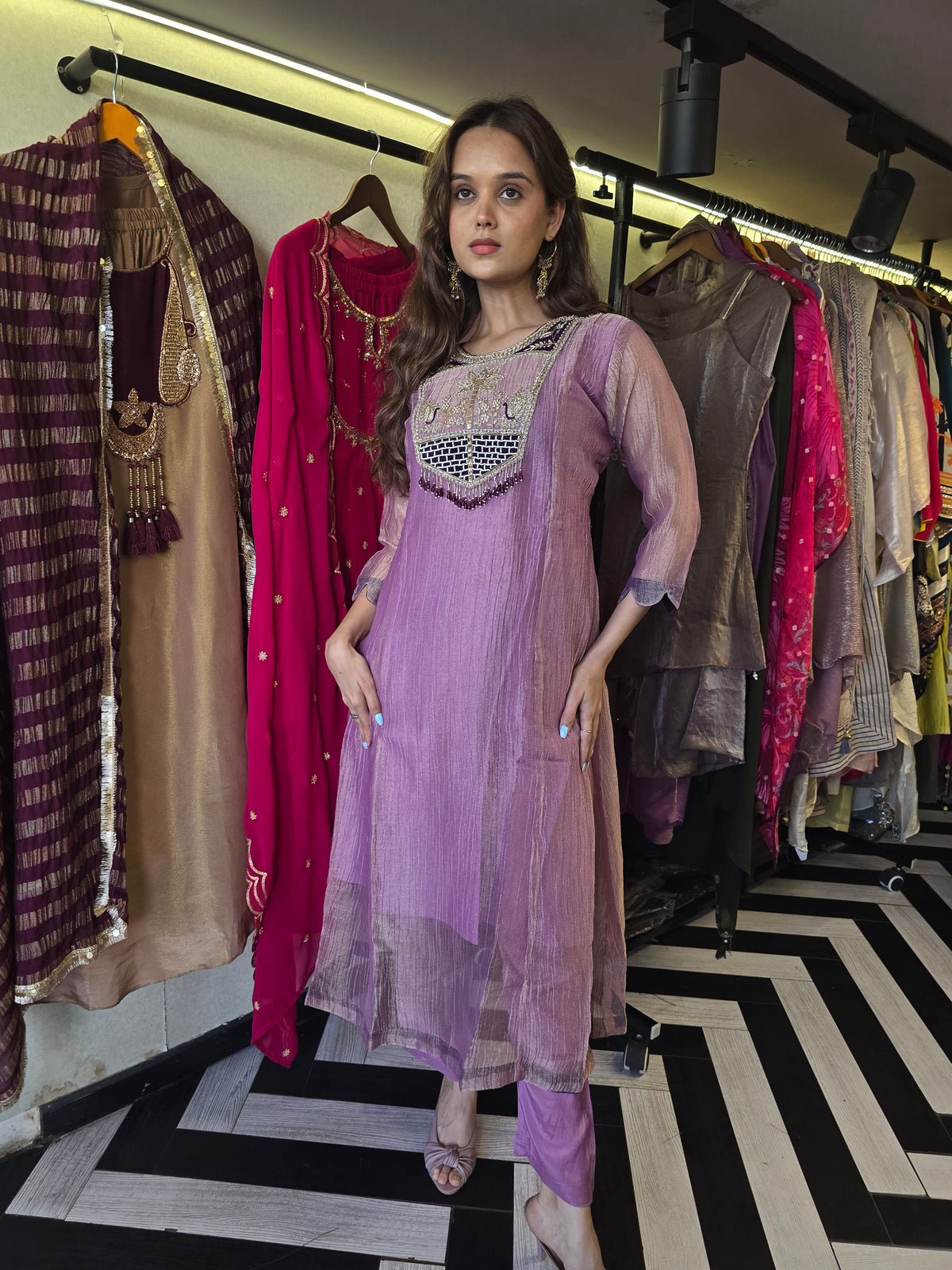 Pure Soft Tissue Anarkali Kurti Set