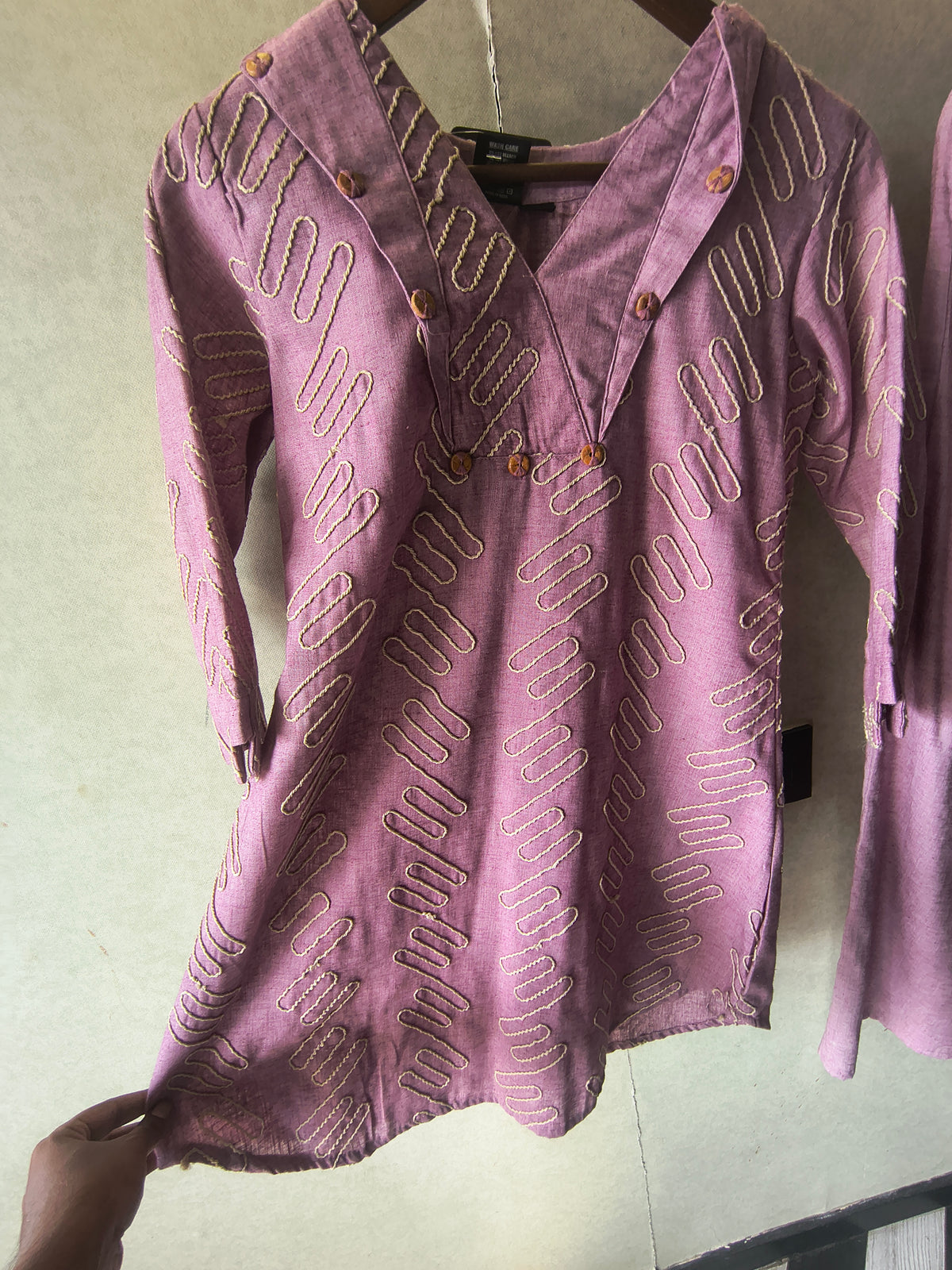 Dusty Rose Embroidered V-Neck Designer Kurta Pant Co-Ord Set