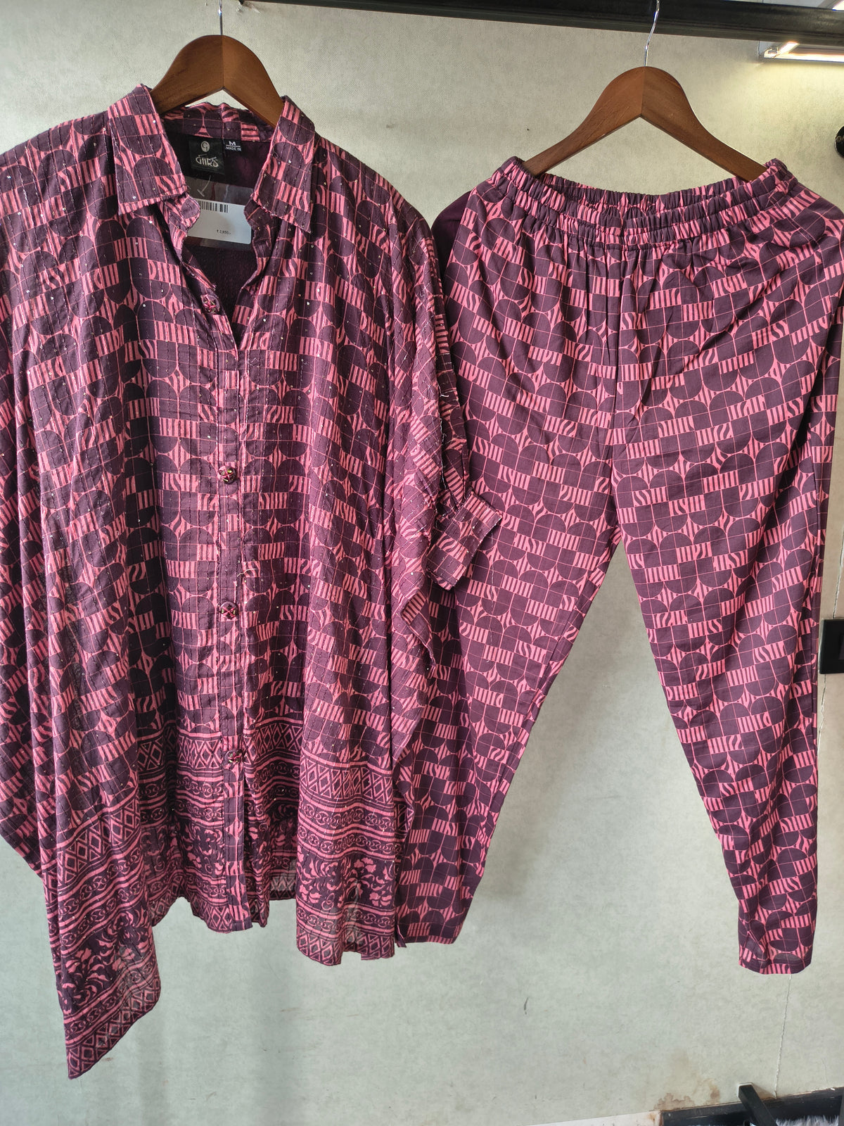 Premium Abstract Printed Asymmetrical Shirt Co-Ord Set with Tapered Pants