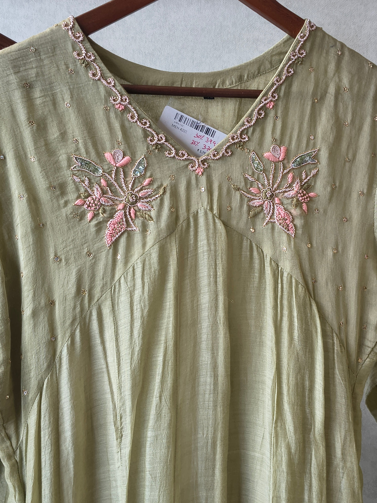 Premium Olive Green Embroidered A-Line Kurta Set with Dupatta