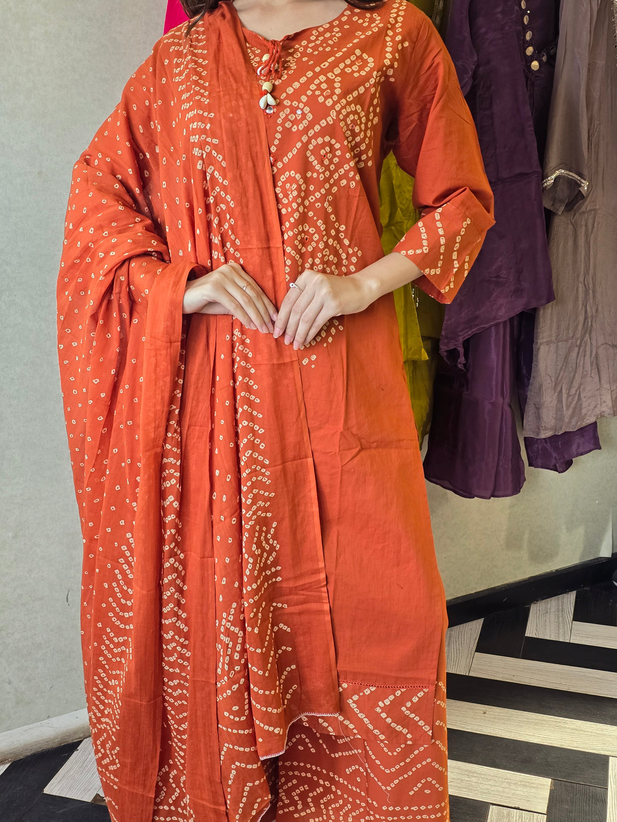 Pure Mull Cotton Bandhani 3 Piece Set