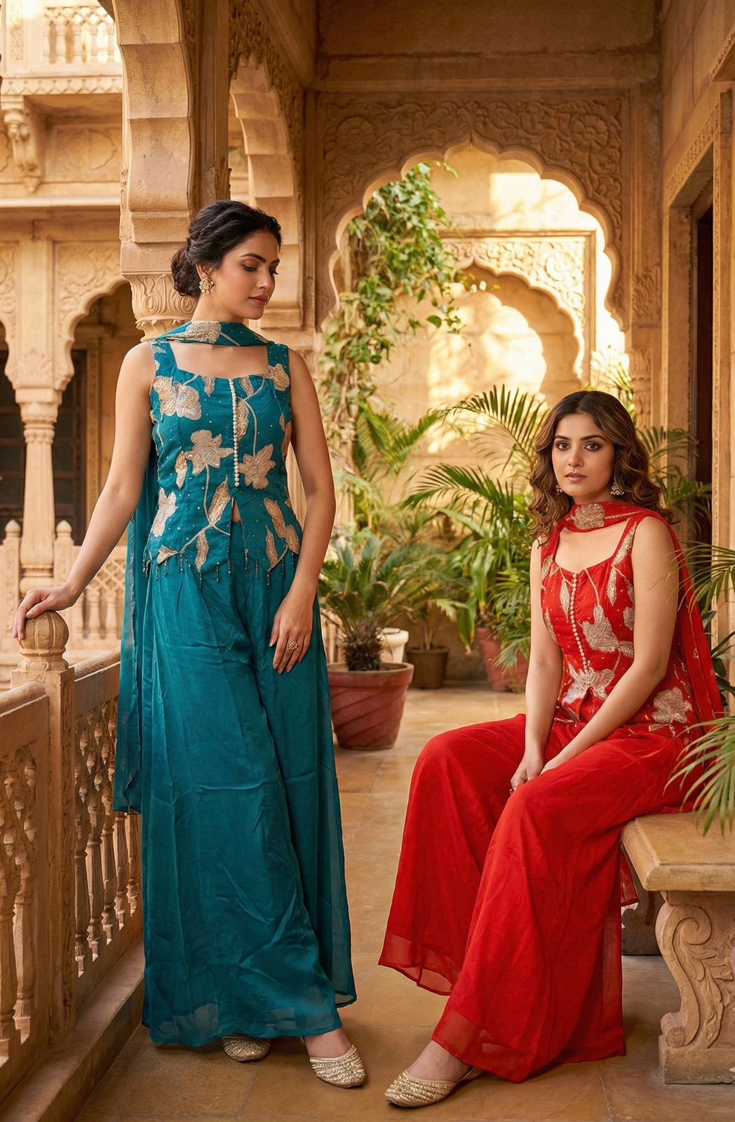 Image of Pure Chinnon Crepe Indo Western Set
