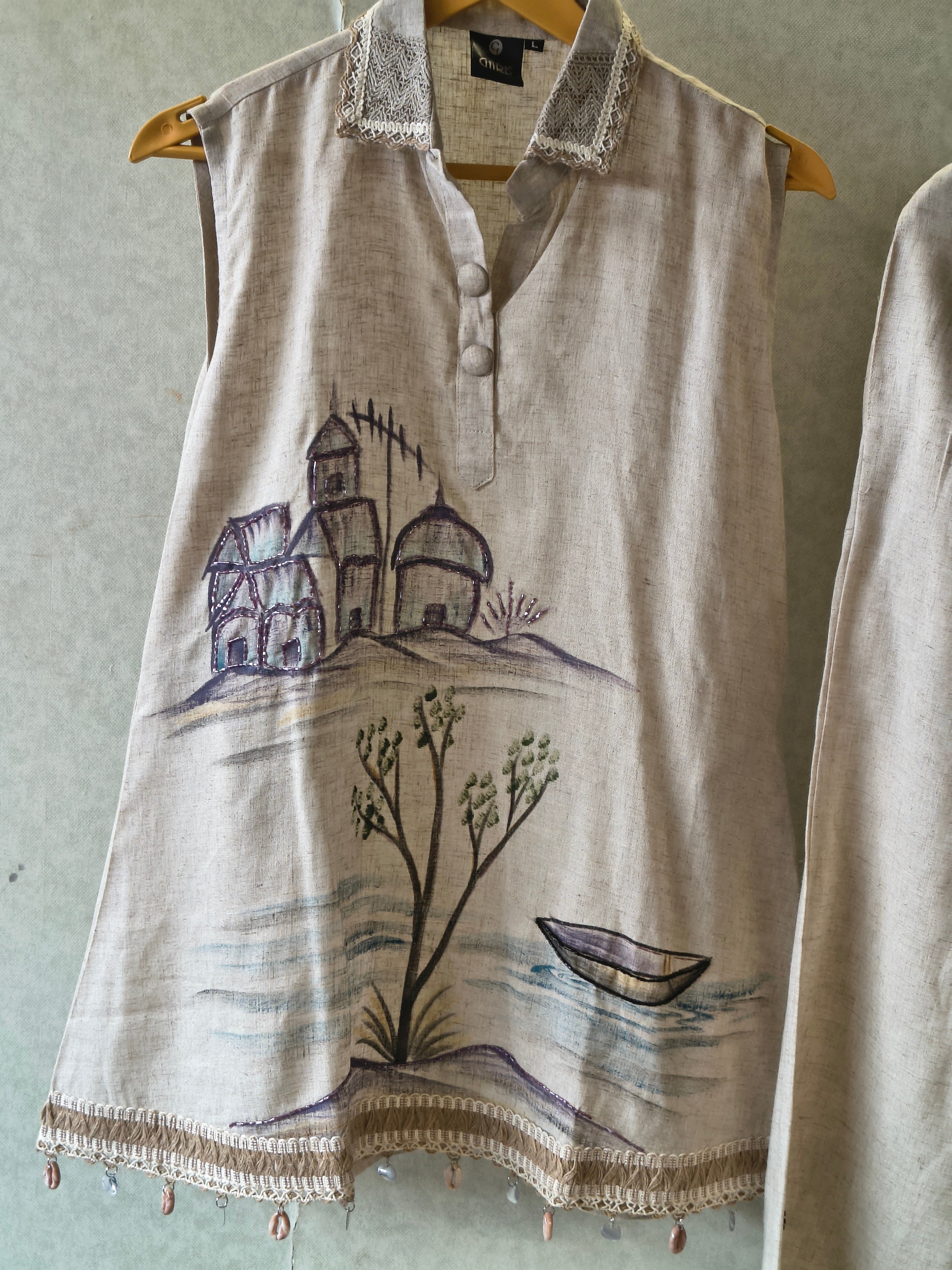 Image of Natural Linen Scenic Art Co-Ord Set