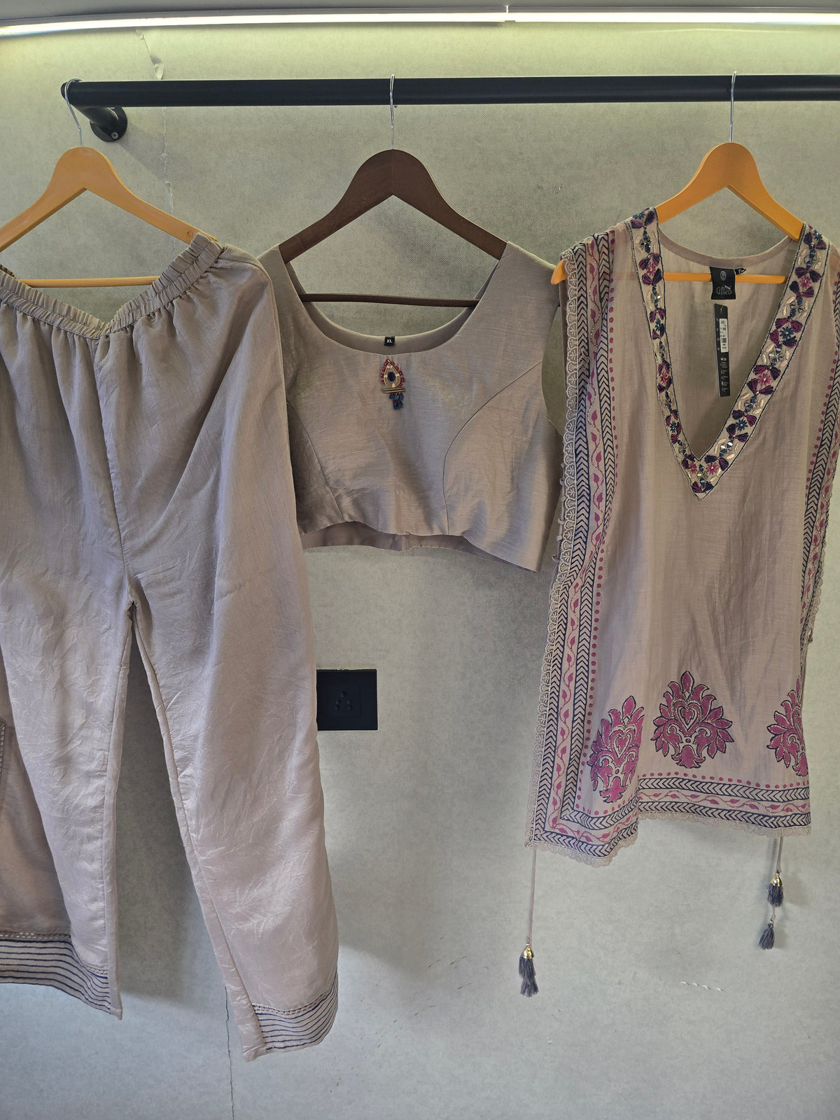 Lavender Handblock Print Cape Style Co-Ord Set