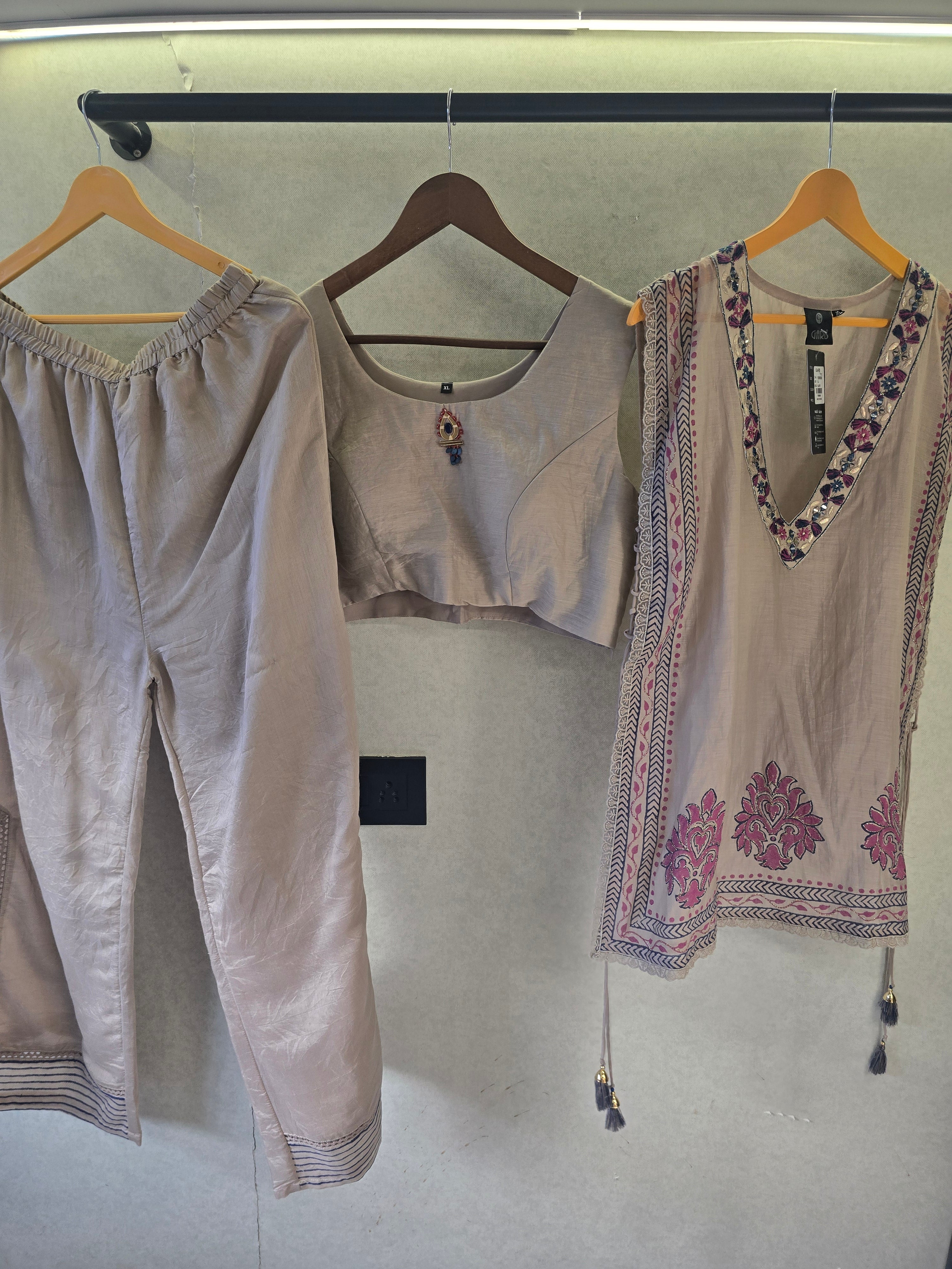Image of Lavender Handblock Print Cape Style Co-Ord Set