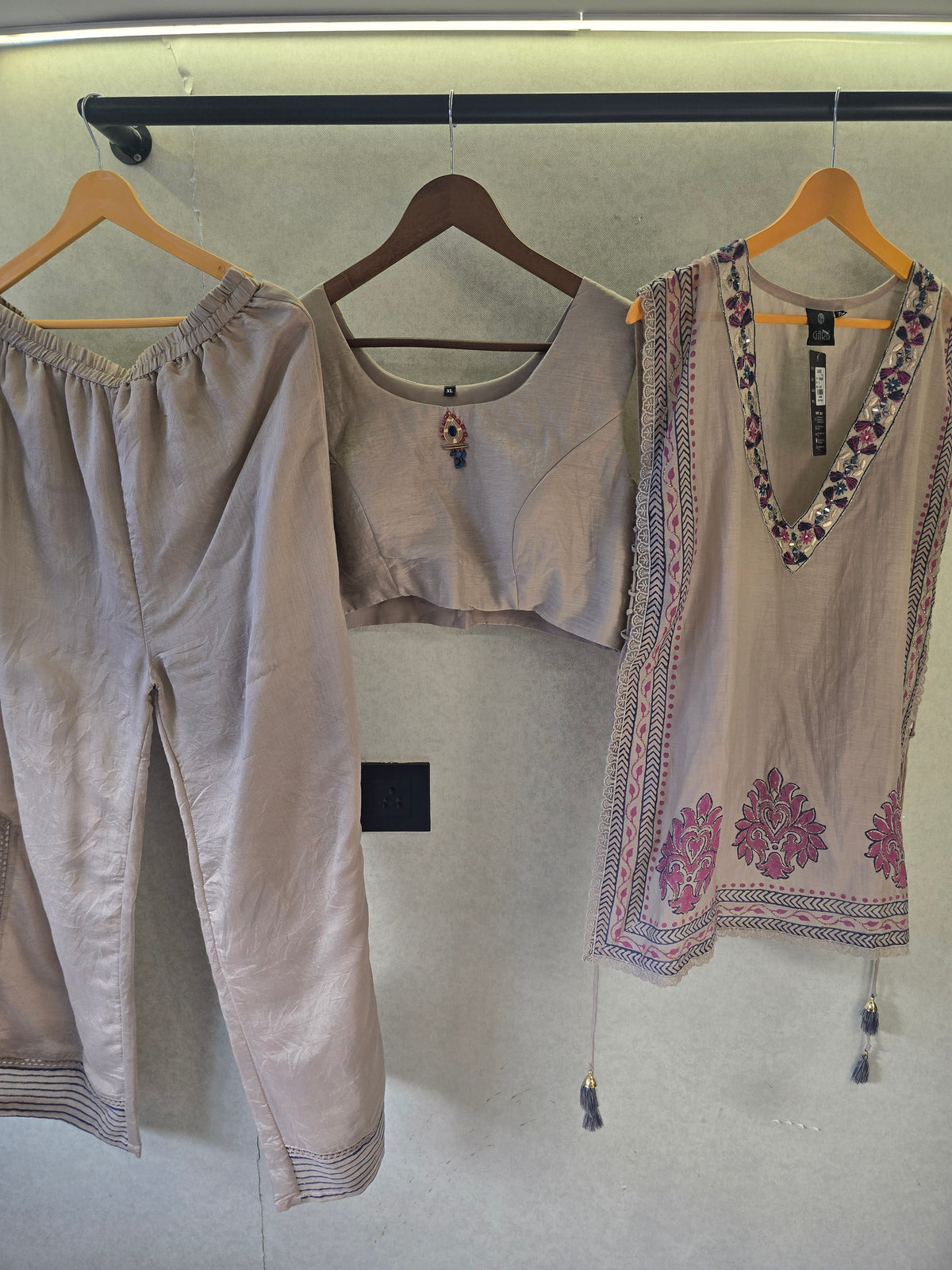 Lavender Handblock Print Cape Style Co-Ord Set