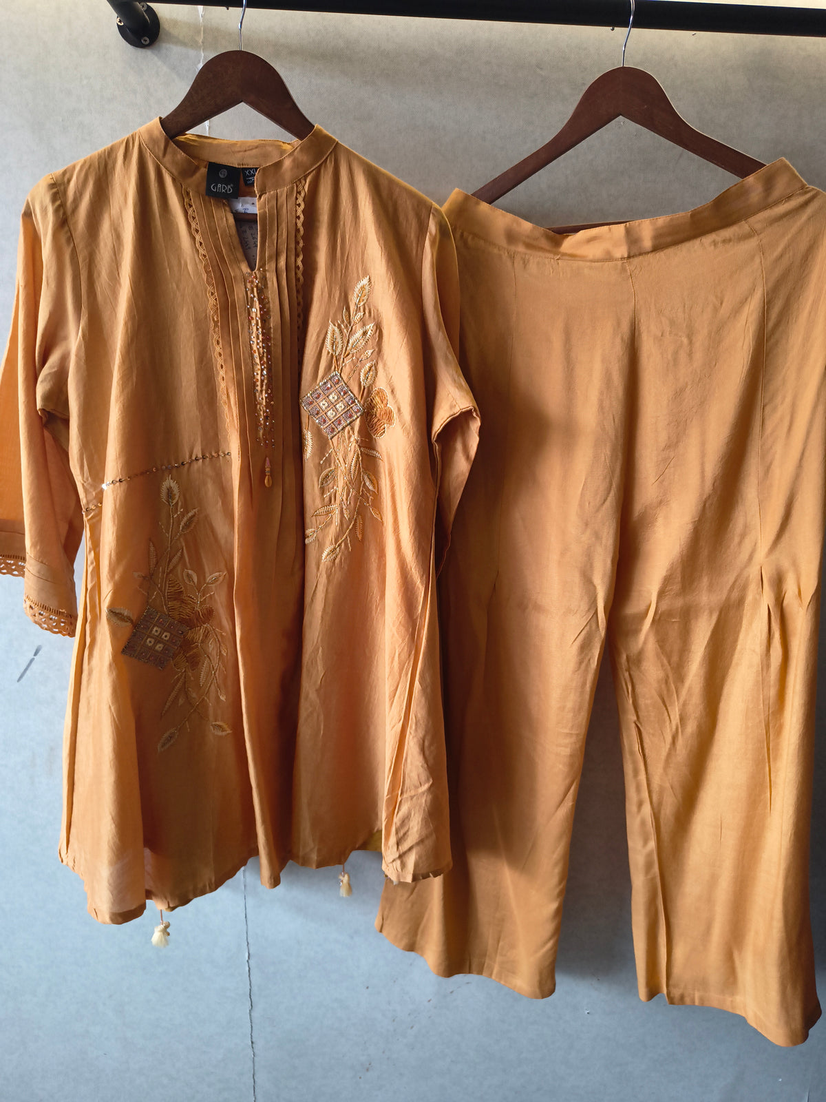 Mustard Embroidered Premium Silk Co-Ord Set